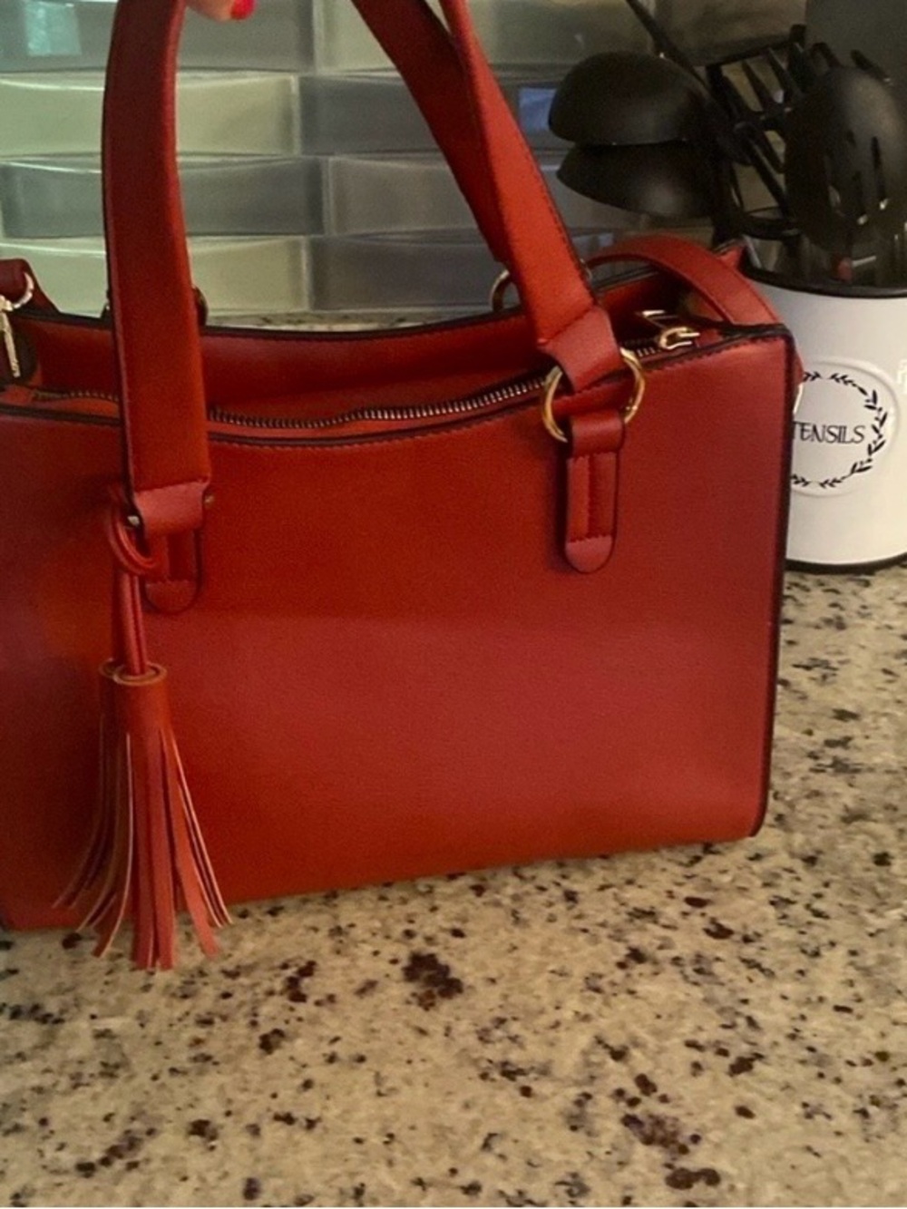 Chic Red Leather Women's purse